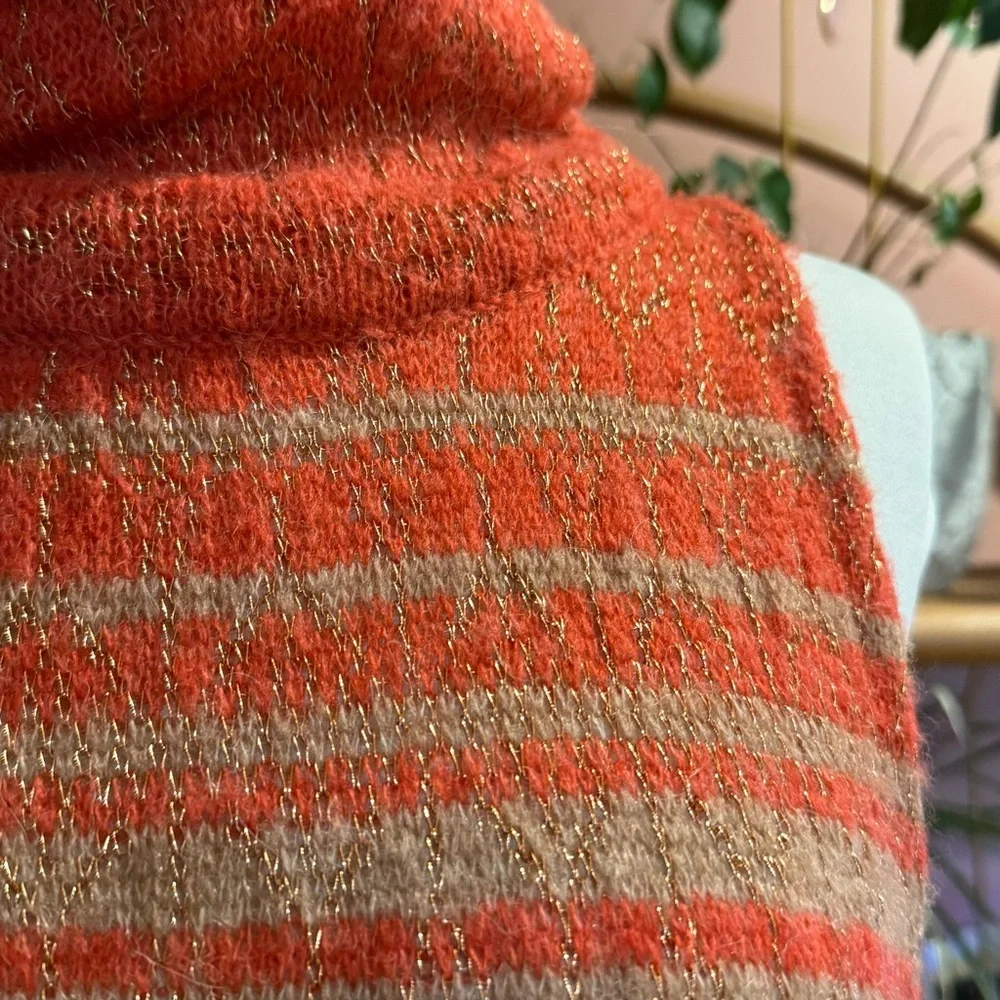 Free People Multicolor Knit Sleeveless Metallic Turtleneck Long Maxi Tunic Small